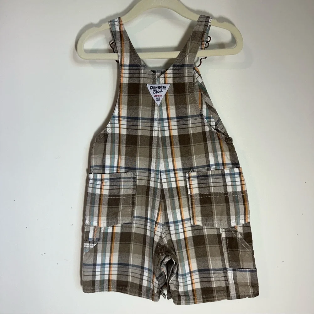 OshKosh B'gosh Brown Plaid Kids Overalls